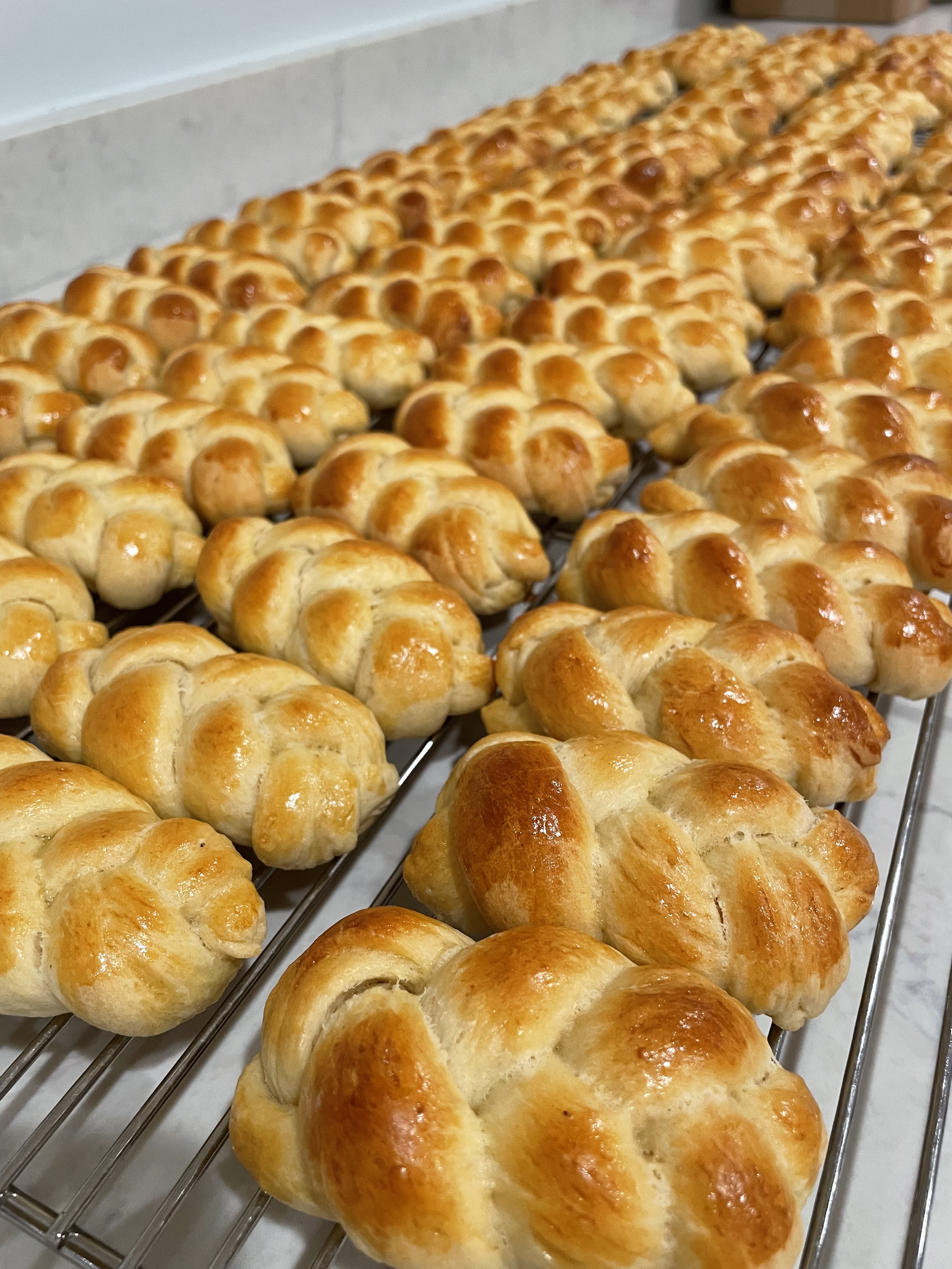 Fresh baked cheoreg on rack